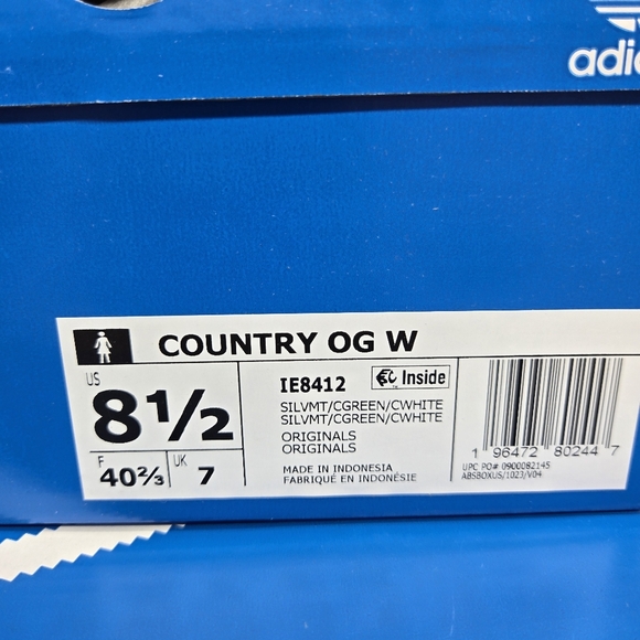 Adidas Country OG Women’s Sneakers Silver Metallic/Collegiate Green Size 8.5 New - Picture 8 of 8